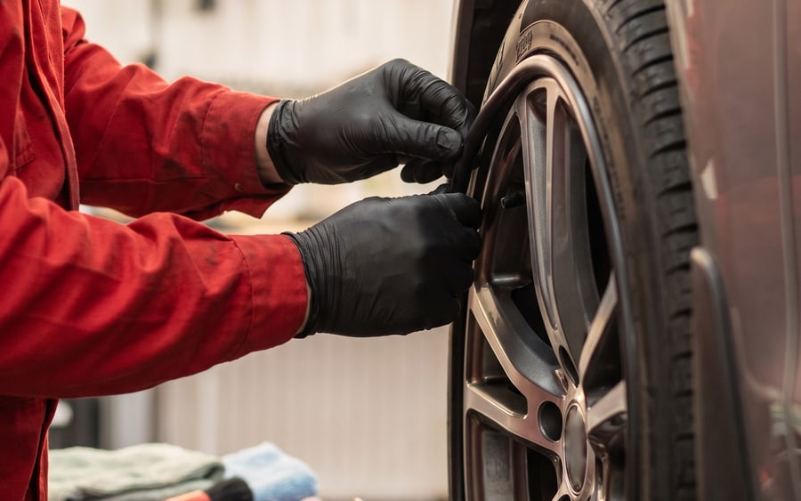 Alloy wheel protection installed on a Brabus at our Dubai workshop