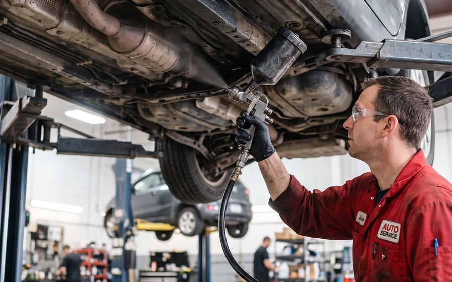 Underbody rust proofing applied to a Brabus in Dubai