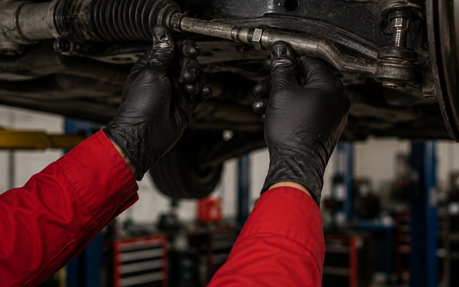 Steering rack inspection on a Brabus in our Dubai workshop