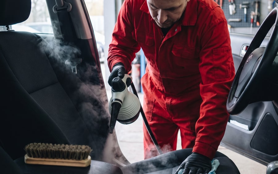 Technician retrimming the interior of a Brabus at our Dubai workshop