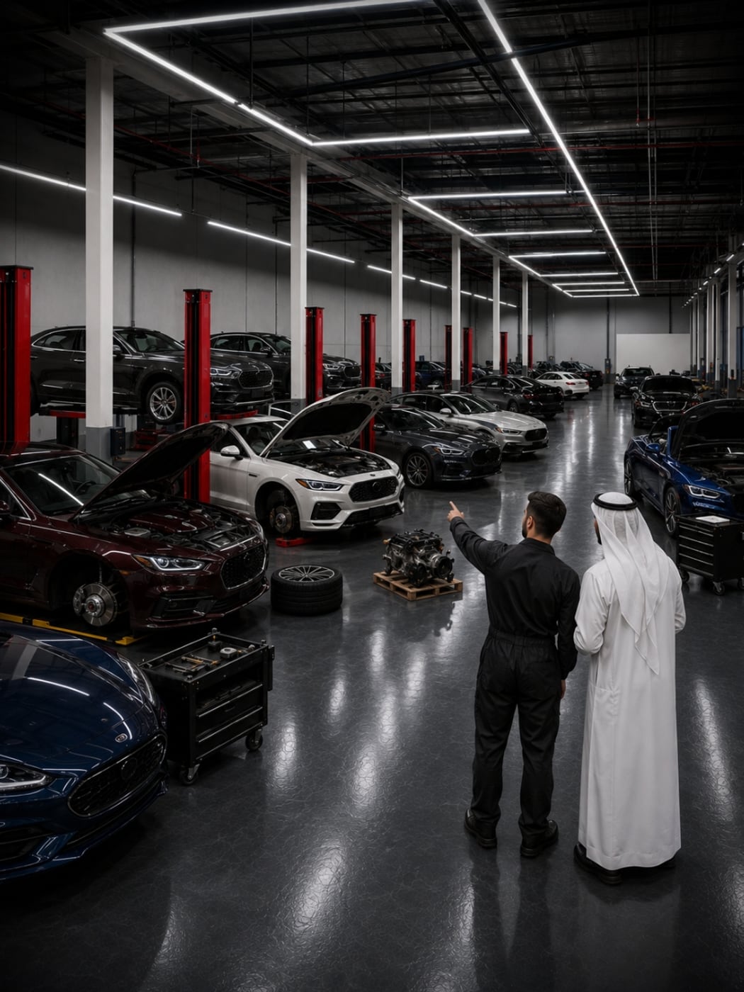 Brabus cars being worked on at the A to Z workshop floor in Dubai